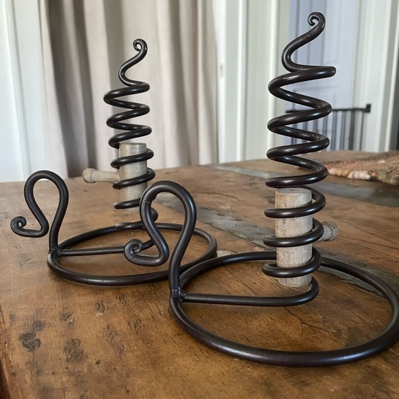 Other - Wrought Iron candle sticks , pair.
